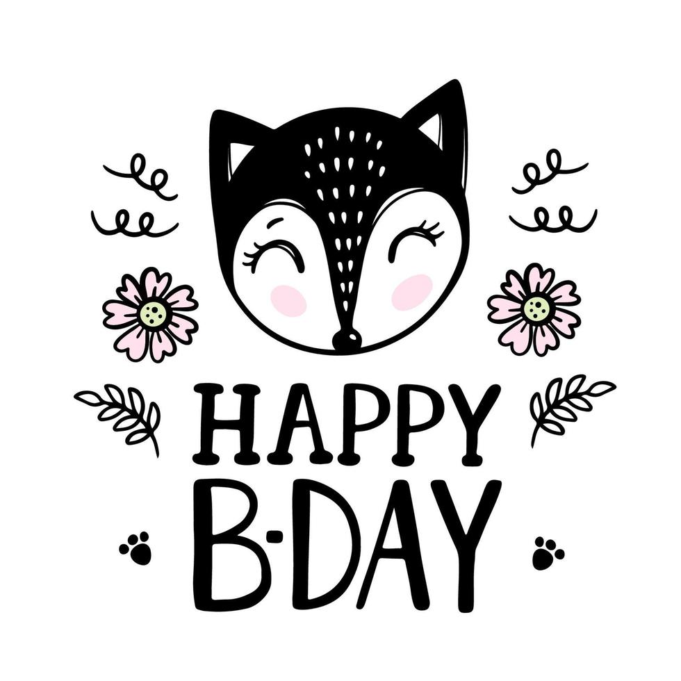 FOX Baby Birthday Cartoon Clip Art Vector Illustration Set