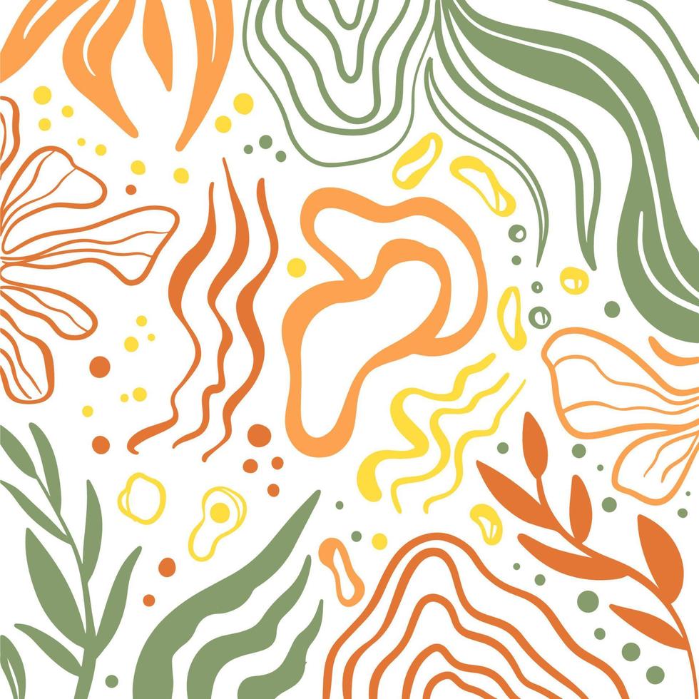 EBRU STYLE Flat Abstract Organic Shapes Vector Wallpaper