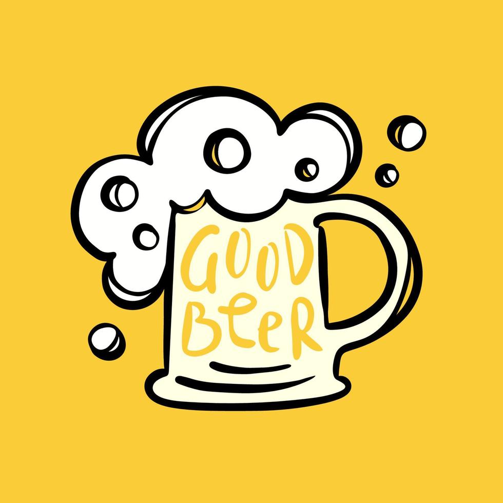 GOOD BEER Lettering Cartoon Drink Vector Illustration Set