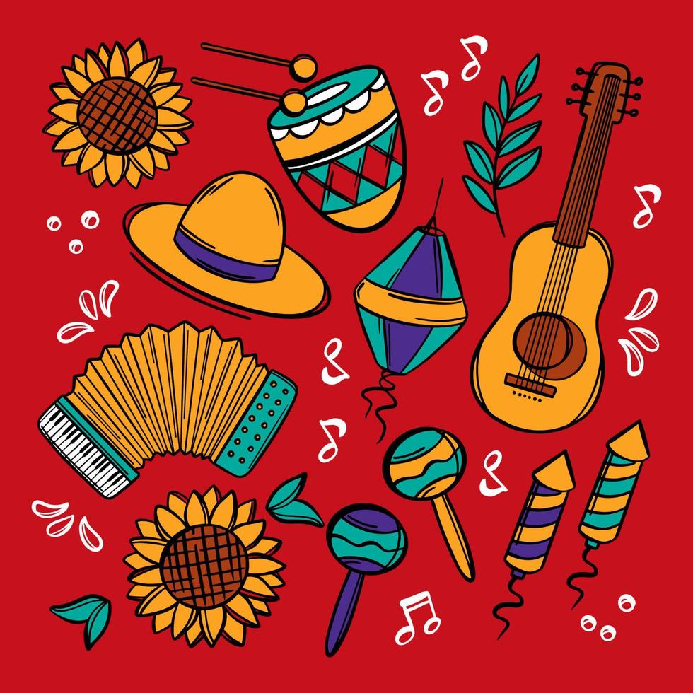 festa junina estilo Brasil fiesta vector ilustración conjunto