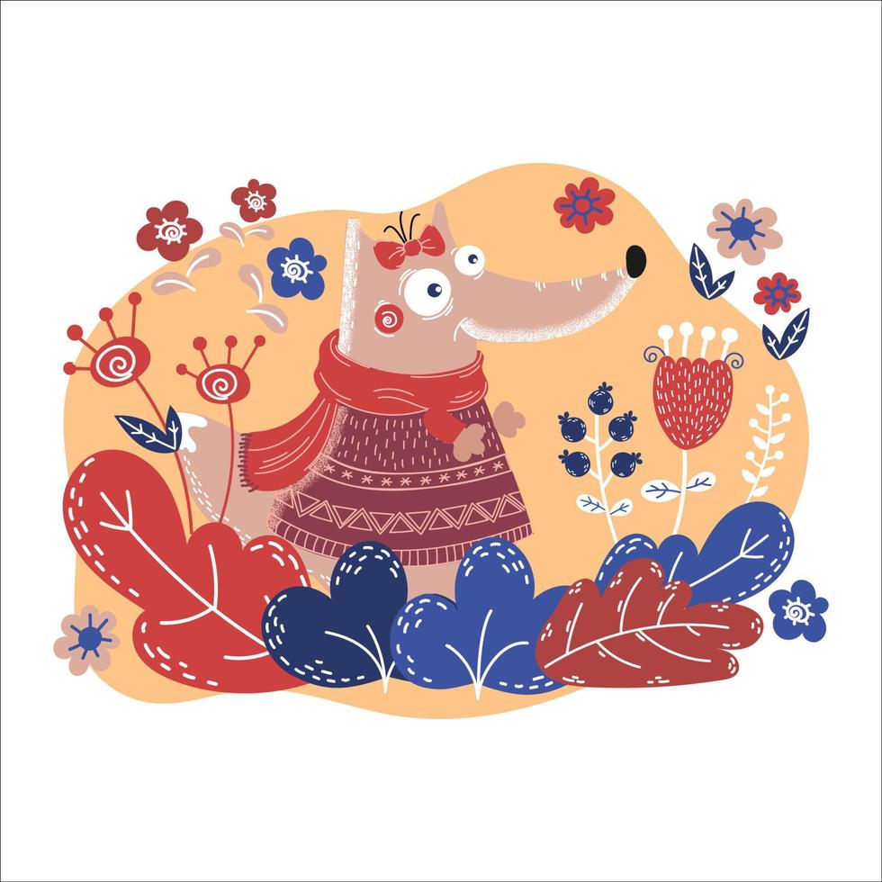 FOLK FOX Valentine Day Party Animal Vector Illustration Set
