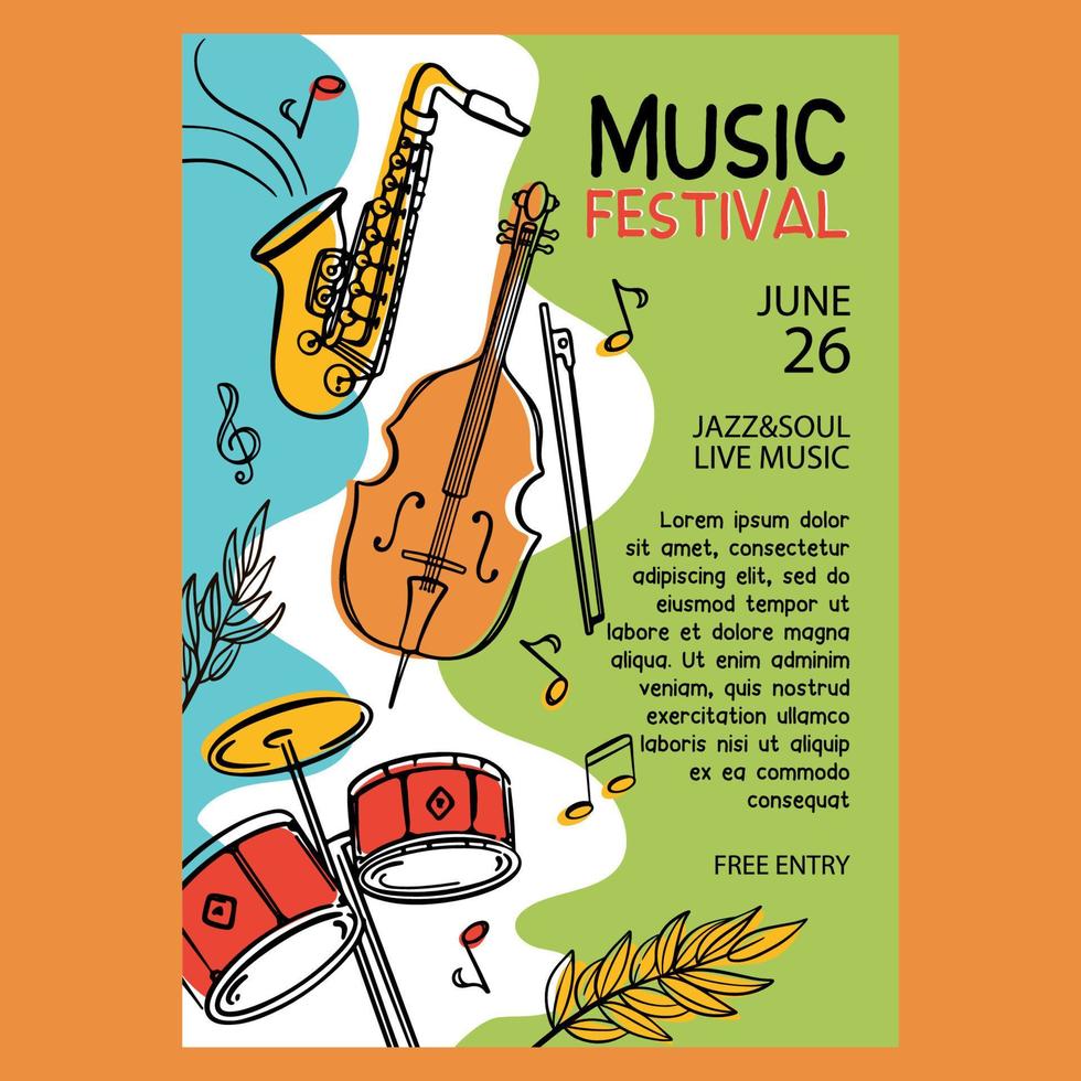 JAZZ FESTIVAL BANNER Musical Invite Colorful Concert Poster vector