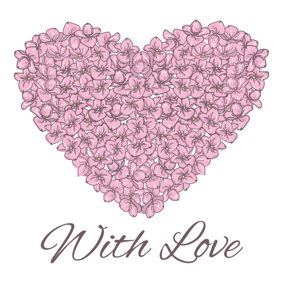 HEART Wedding Floral Flowers Love Vector Illustration Set