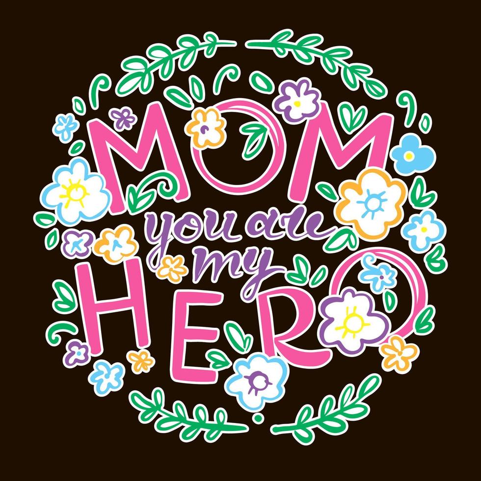 mamá mi héroe madre día saludo tarjeta vector ilustración conjunto