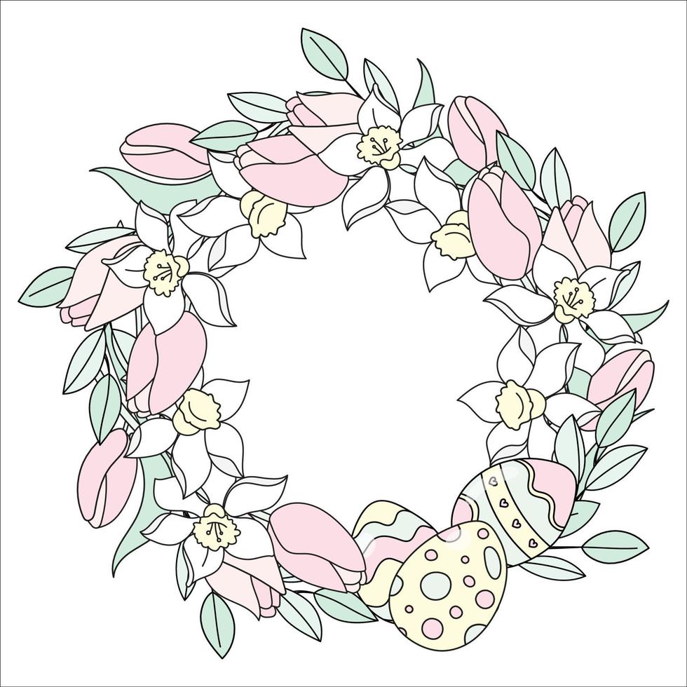 EASTER WREATH Great Religious Holiday Vector Illustration Set