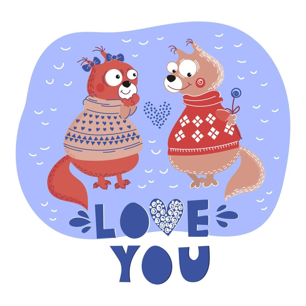 LOVE SQUIRREL Valentine Day Animal Vector Illustration Set