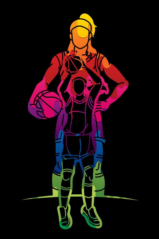 Abstract Group of Basketball Female Players Action vector