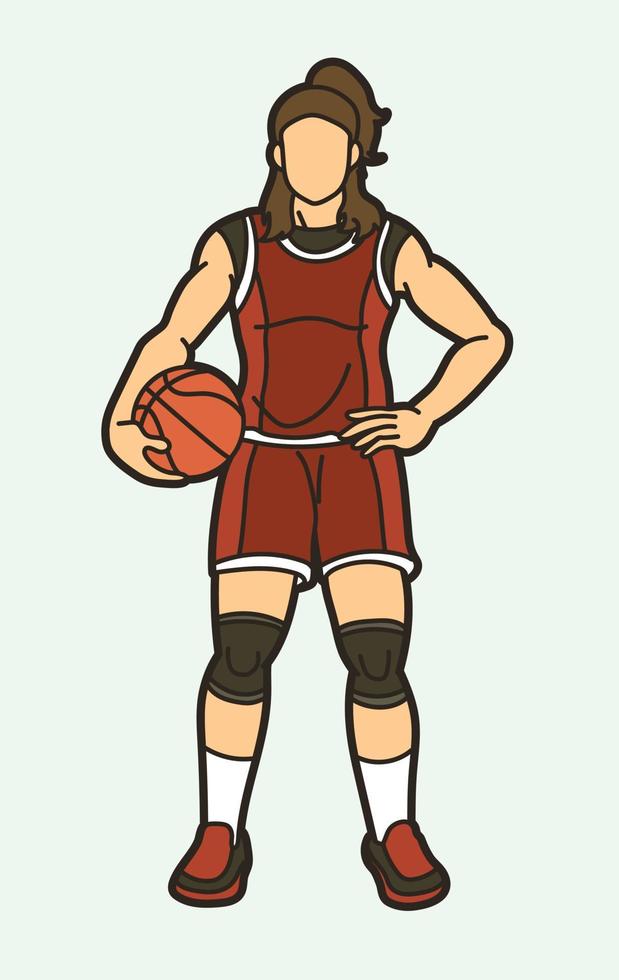 baloncesto hembra jugador en pie vector