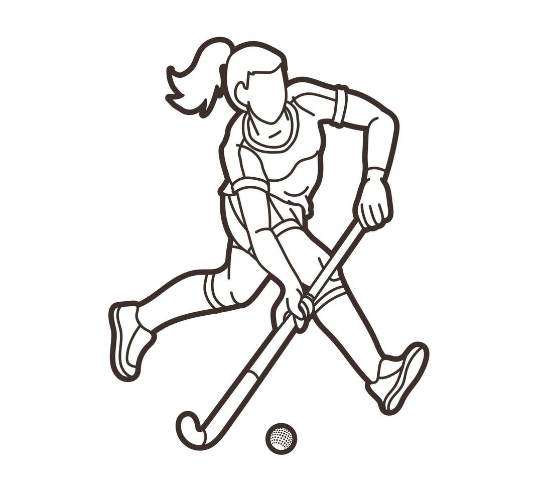 Field Hockey Sport Female Player vector
