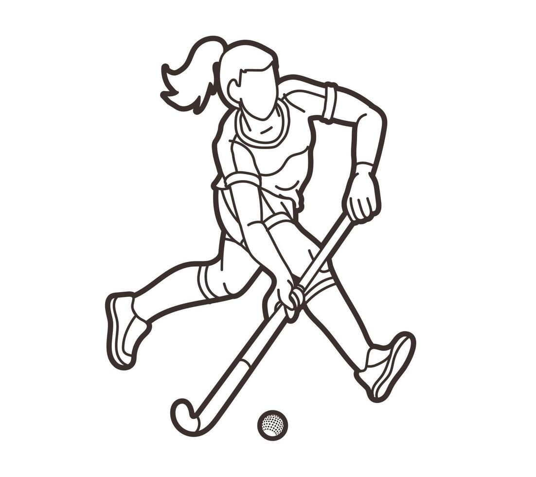 hockey sobre césped deporte jugadora vector