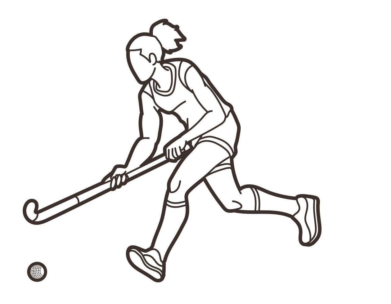 Outline Field Hockey Sport Female Player vector