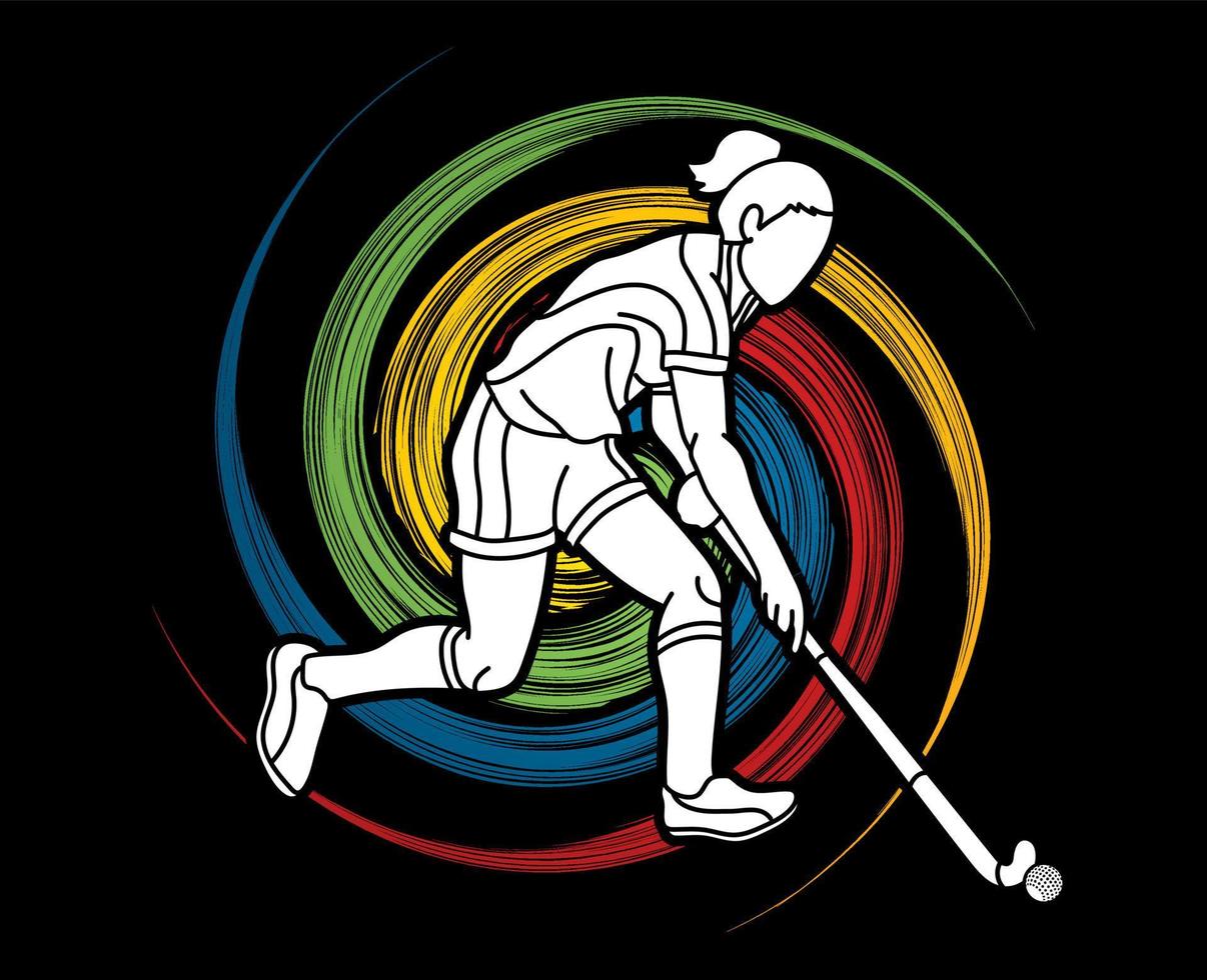 hockey sobre césped deporte jugadora vector