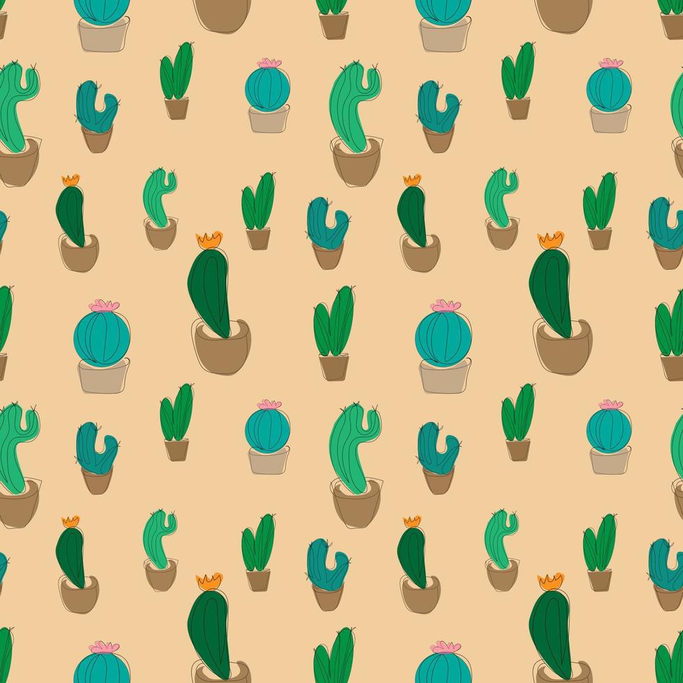 vector illustration seamless pattern set of cacti