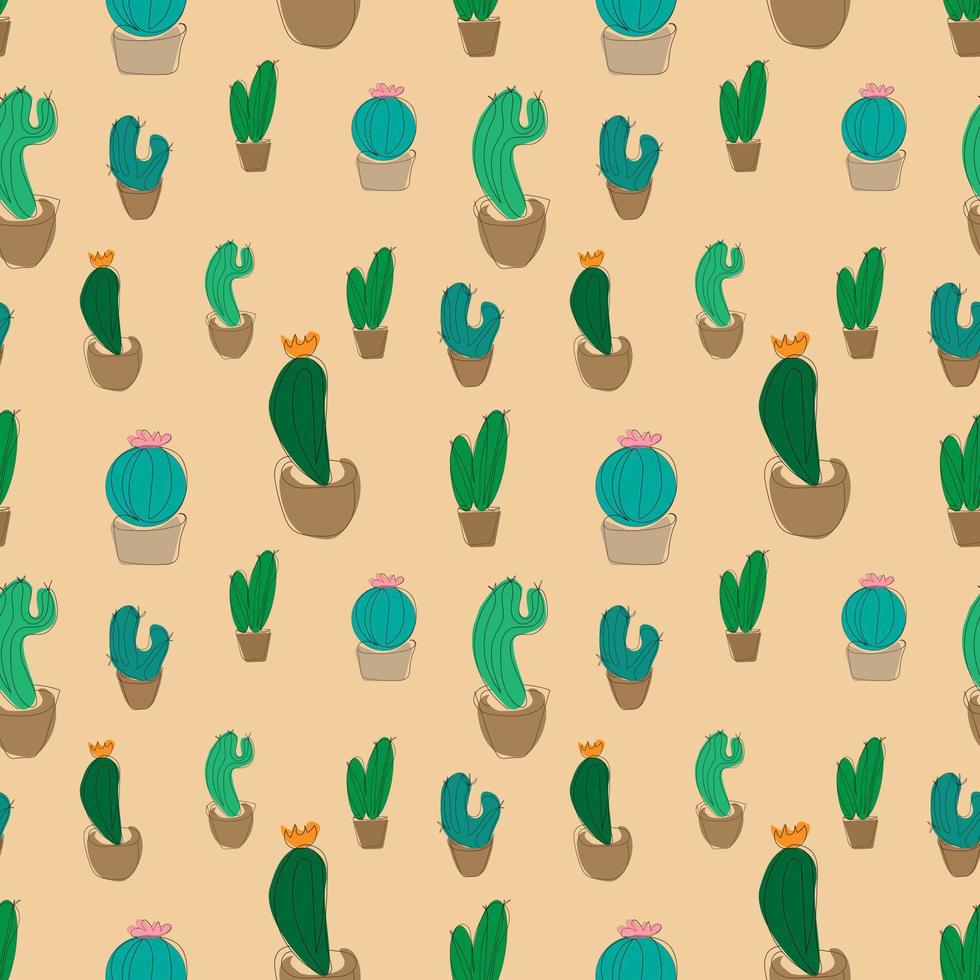 vector illustration seamless pattern set of cacti