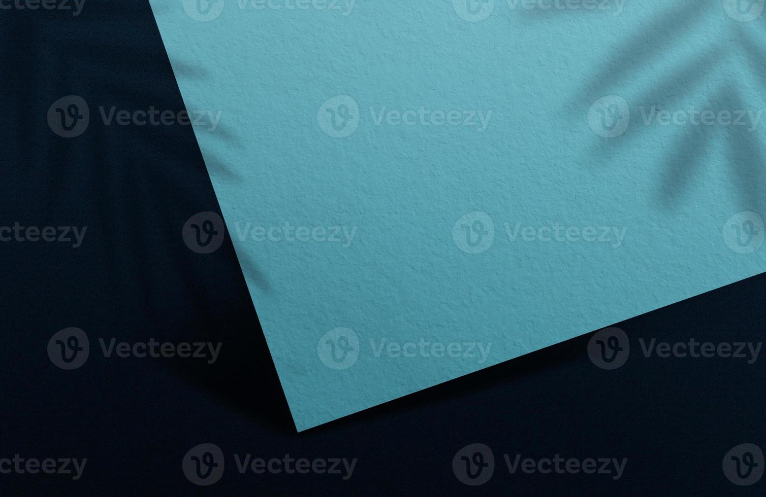 paper logo mockup. Square paper mockup with realistic shadows overlaying paper in blue colors. Tropical plant shade. Template flyer poster blank social media post banner photo