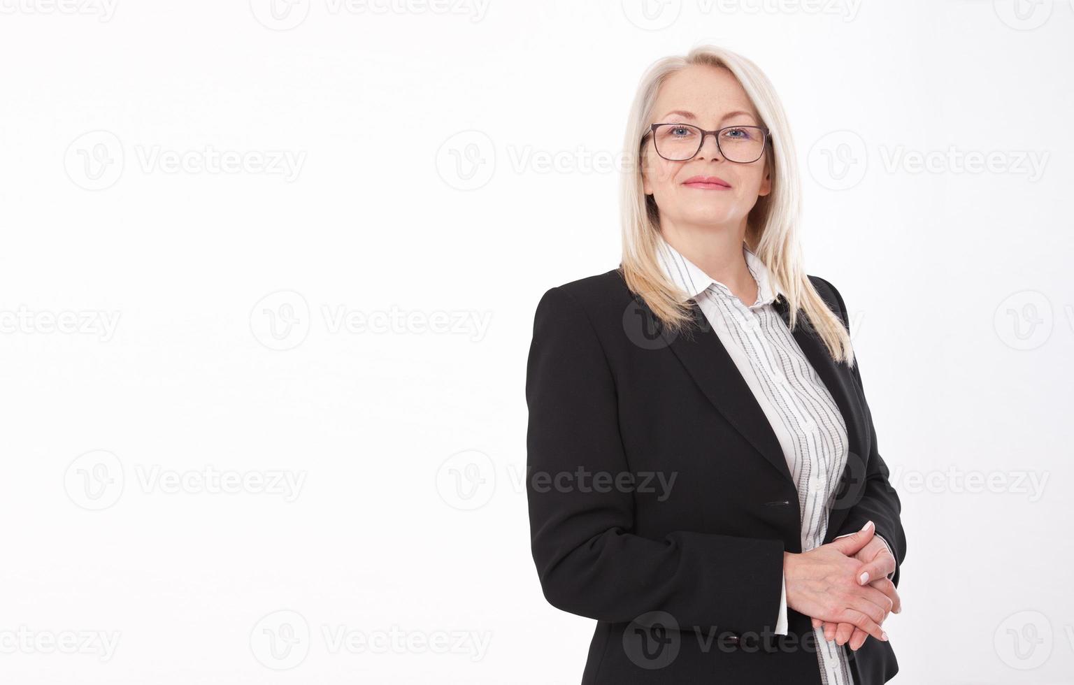 Attractive business woman in a suit isolated photo