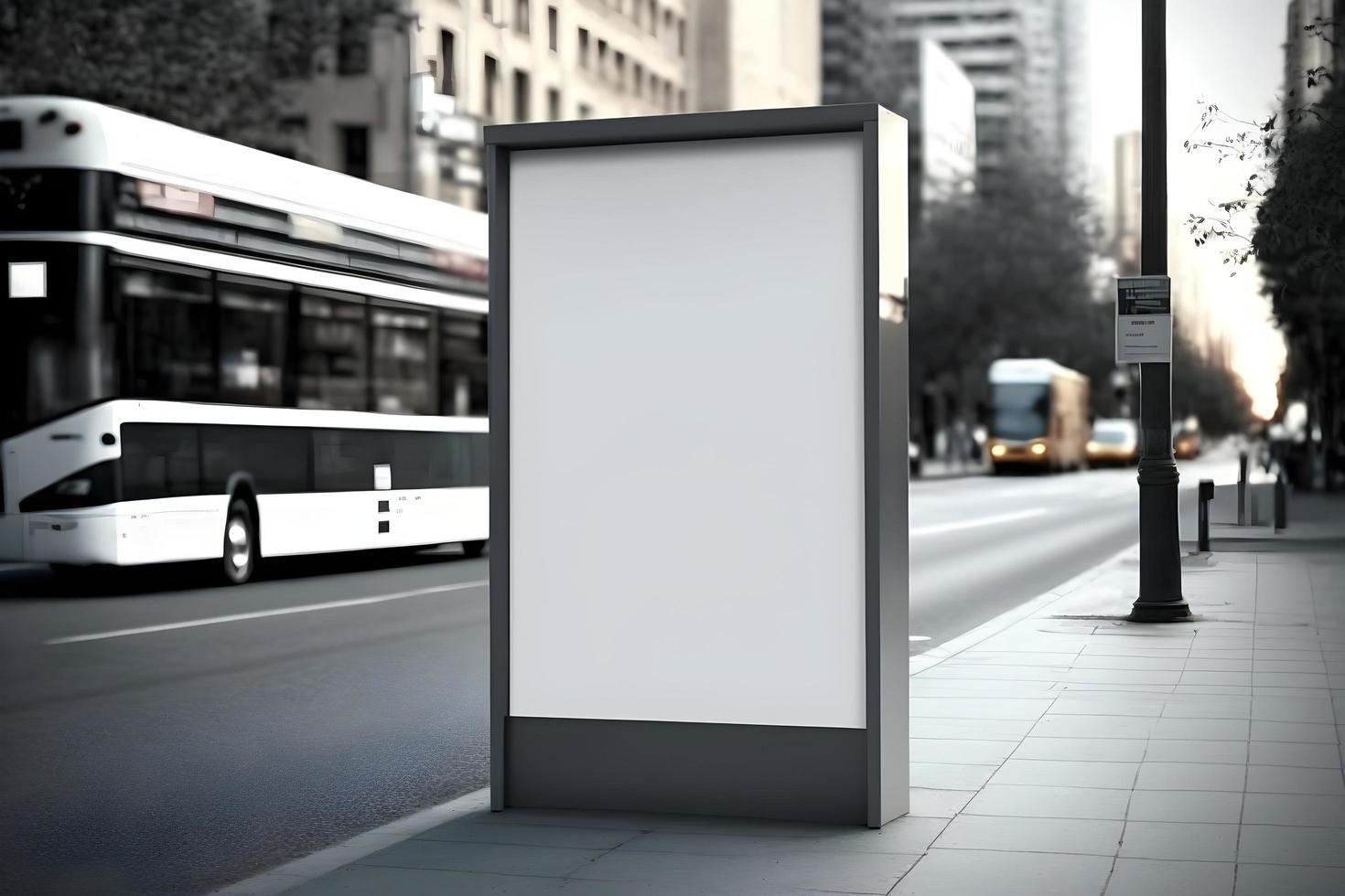 Empty space advertisement board, blank white signboard on roadside in city free photo