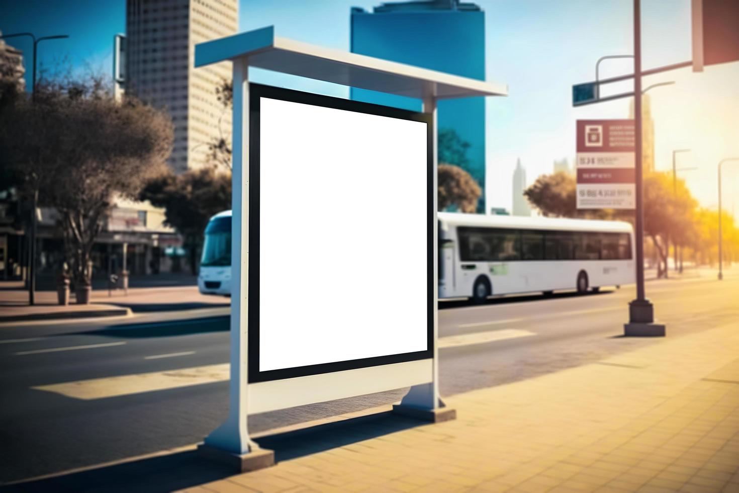 Advertisement billboard on roadside in city, blank white billboard mockup, Free Photo