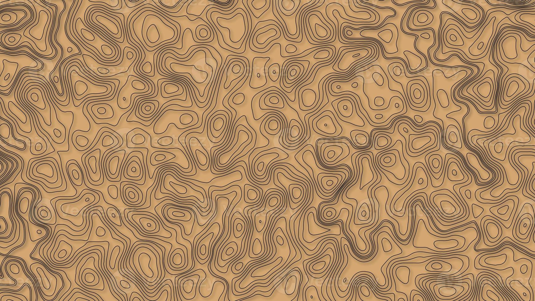 Black and old paper topographic map background. Background of the topographic map with height lines. Seamless pattern. Geographic abstract grid. Gold and black Papercut photo