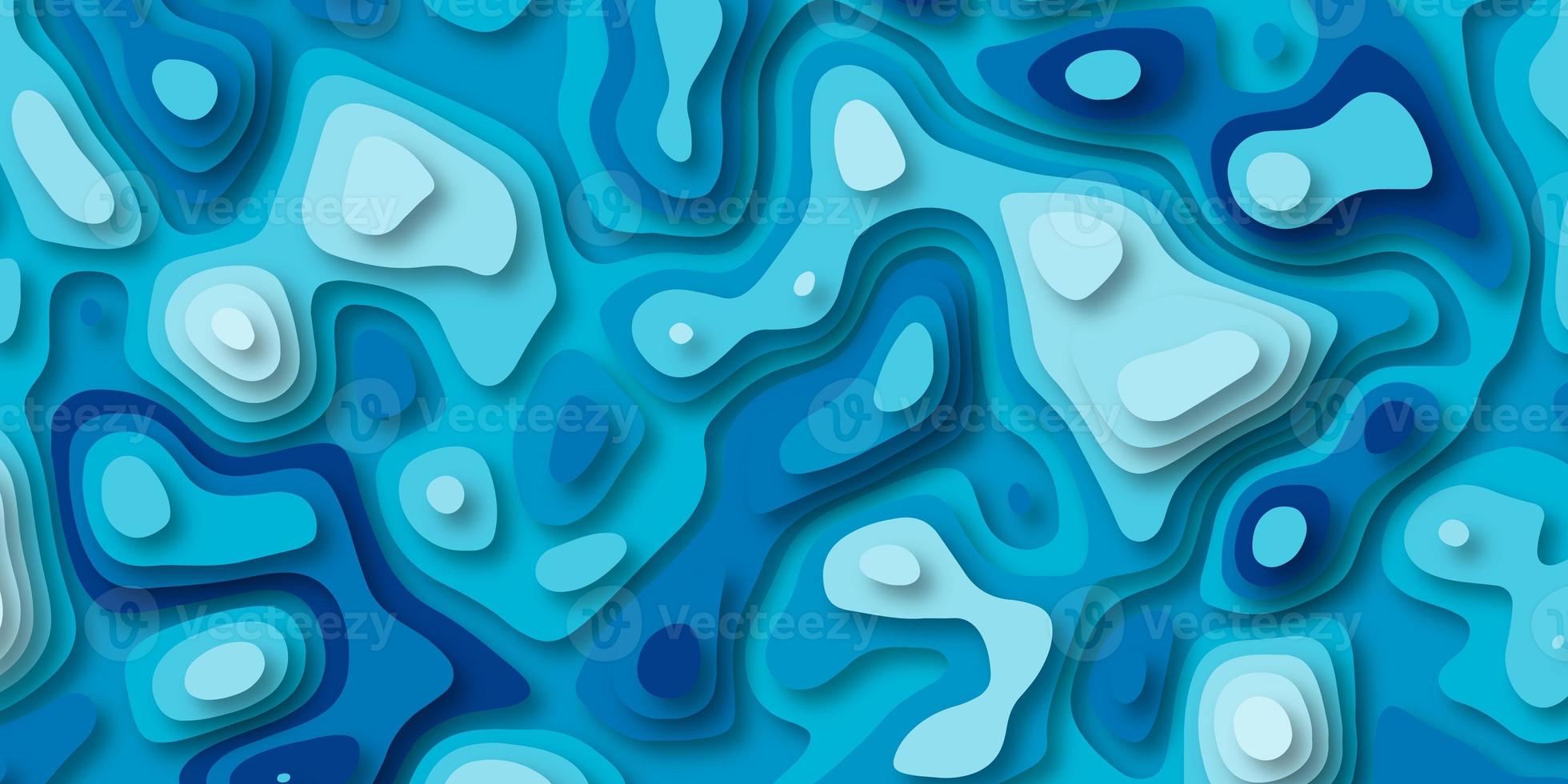 Abstract blue paper cut realistic relief. Paper art and craft style. Background template for banners, flyers, presentations. paper cut topographic map. geometric lines art illustration photo