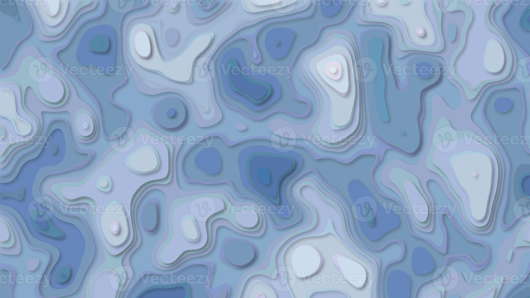 Abstract wavy blue paper cut background. Abstract realistic papercut decoration textured with wavy layers and shadow. Topographic contour map abstract tech motion graphic design. photo