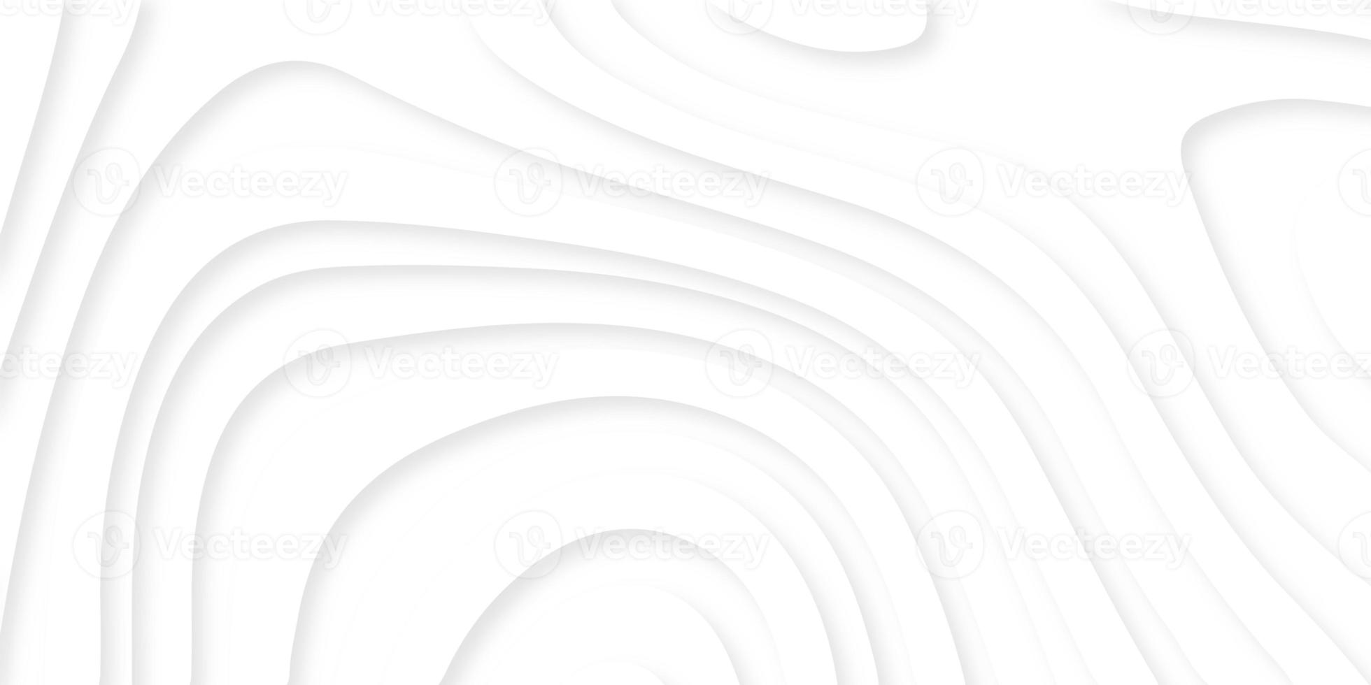 White paper cut white background. Abstract realistic papercut decoration textured with wavy layers and shadow. Topographic contour map abstract tech motion graphic design. photo