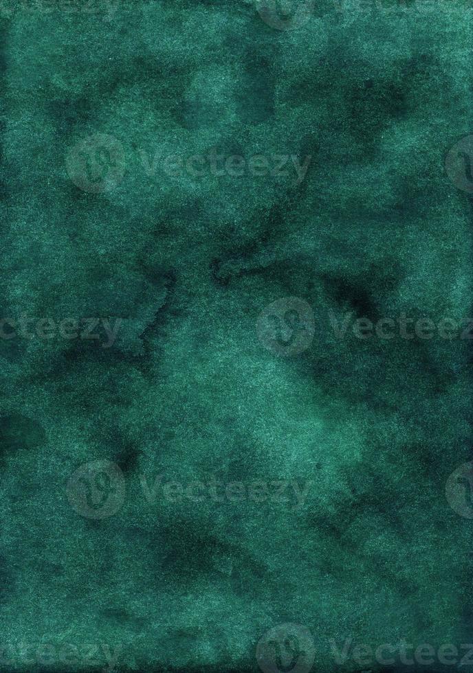 Watercolor deep emerald background texture. Aquarelle abstract dark sea green backdrop. photo