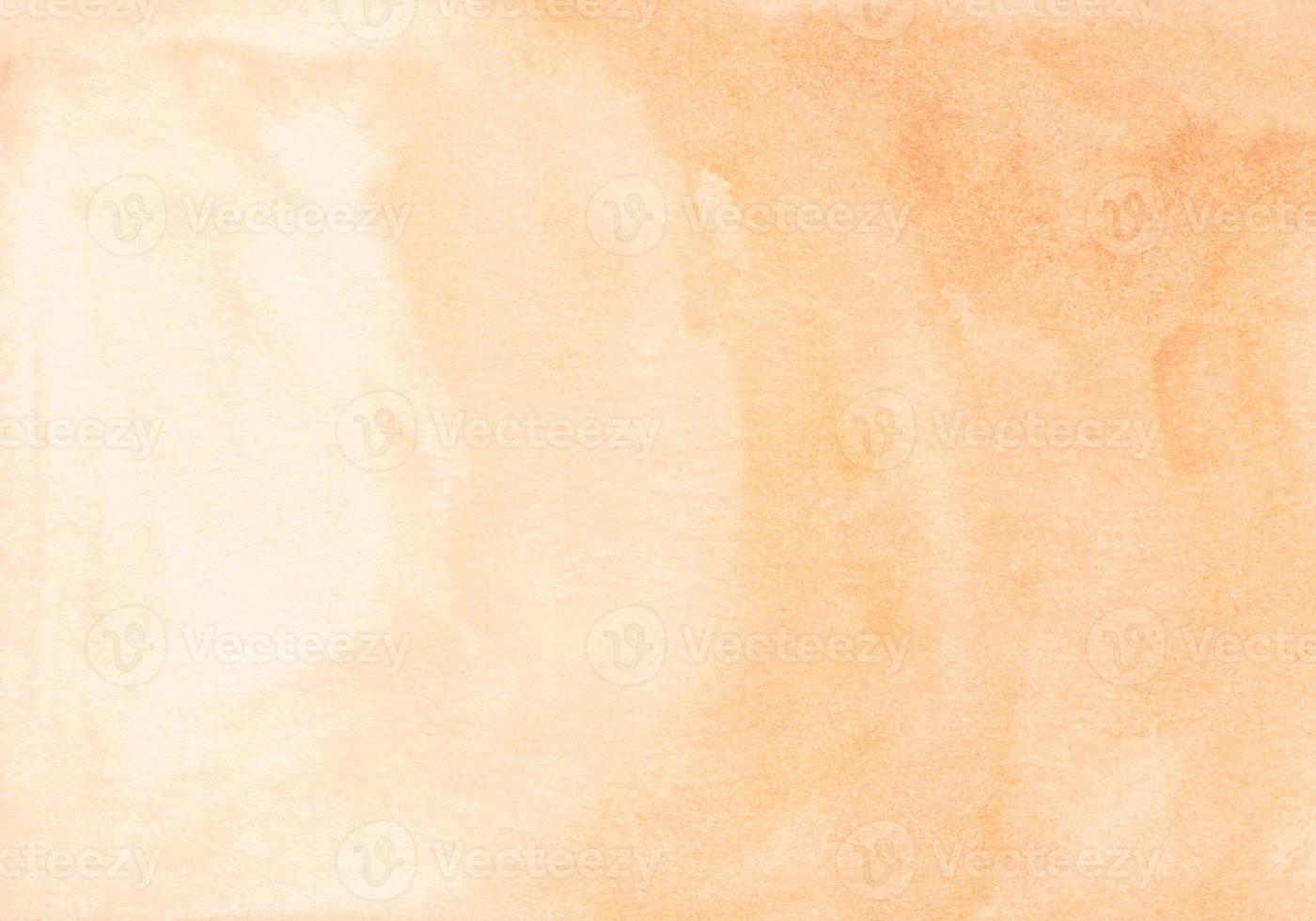 Watercolor light orange gradient background texture. Brush strokes on paper. Peach color backdrop. photo