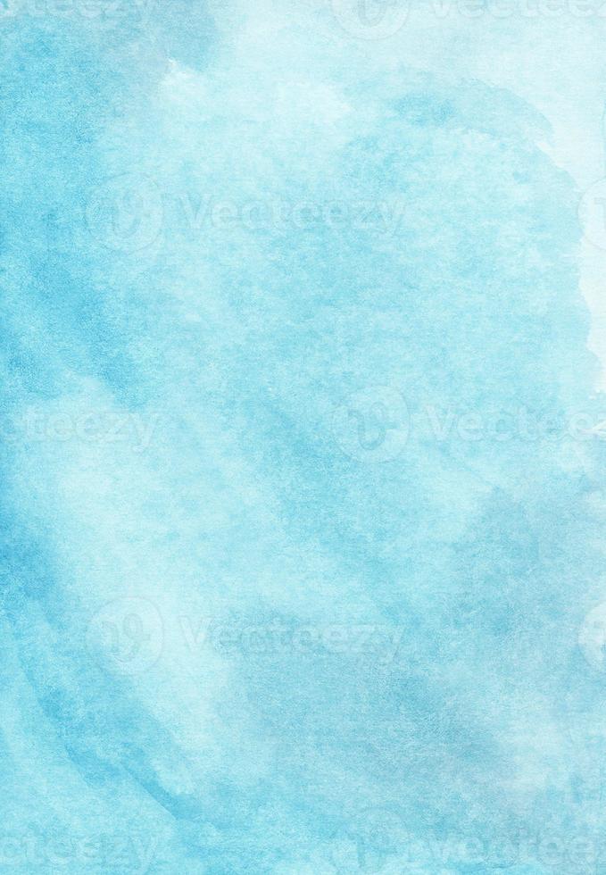 Watercolor light blue lagoon color background painting. Stains on paper. Artistic backdrop. photo