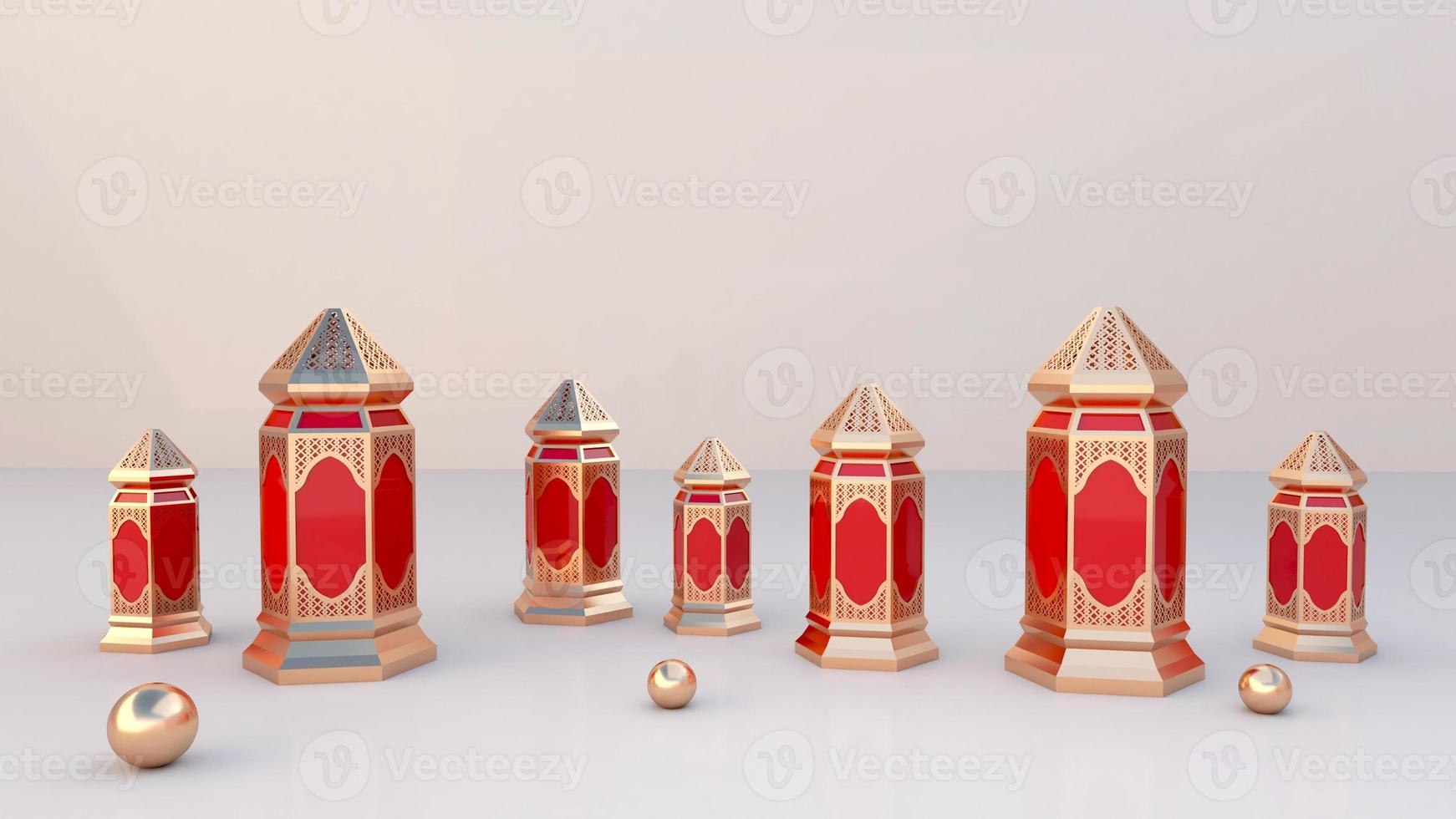 Realistic ramadan background with empty side, lantern for mockup, display product, banner photo