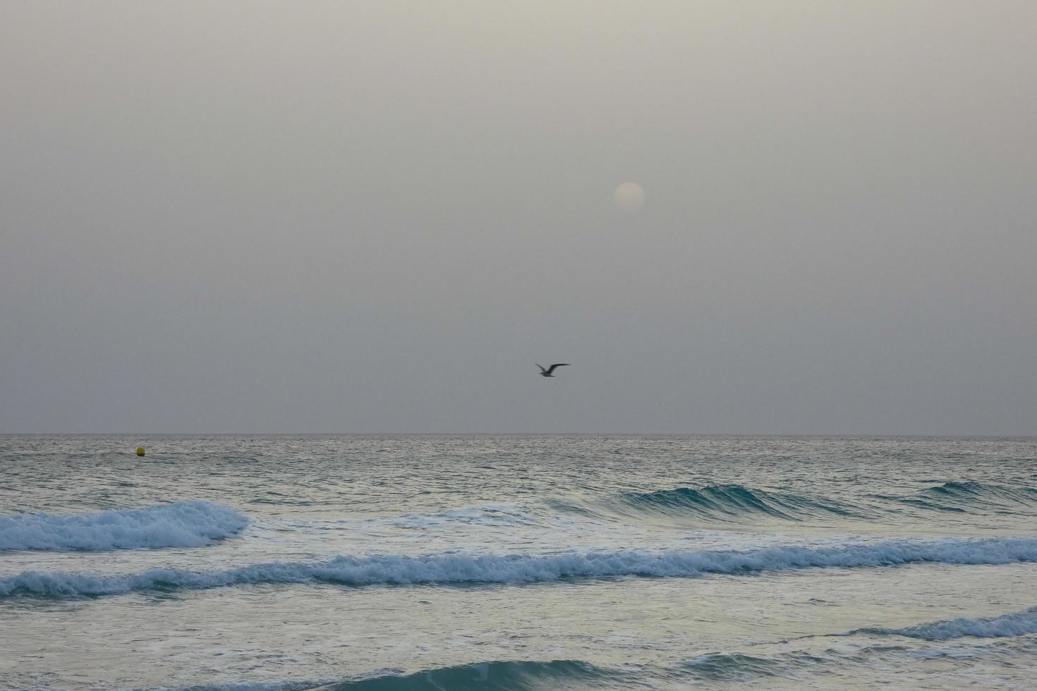 lonely, uncrowded beach with calm sea and small waves photo