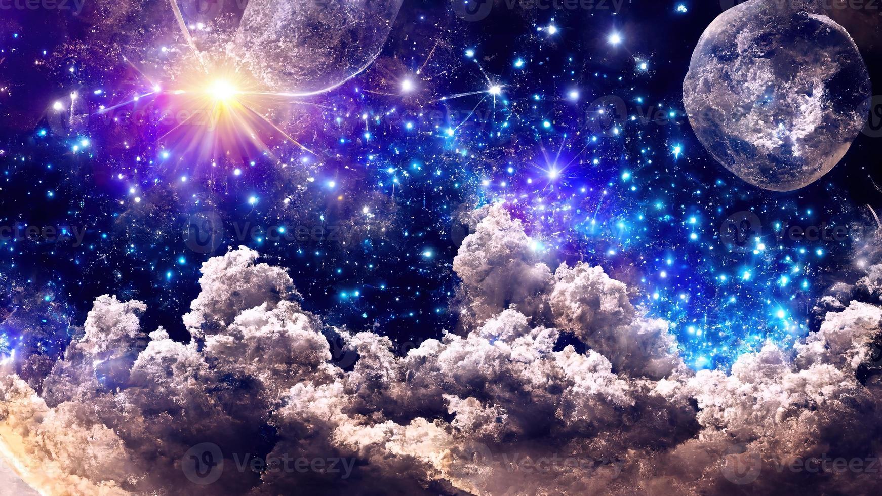 clouds, planets, stars. Abstract illustration art photo