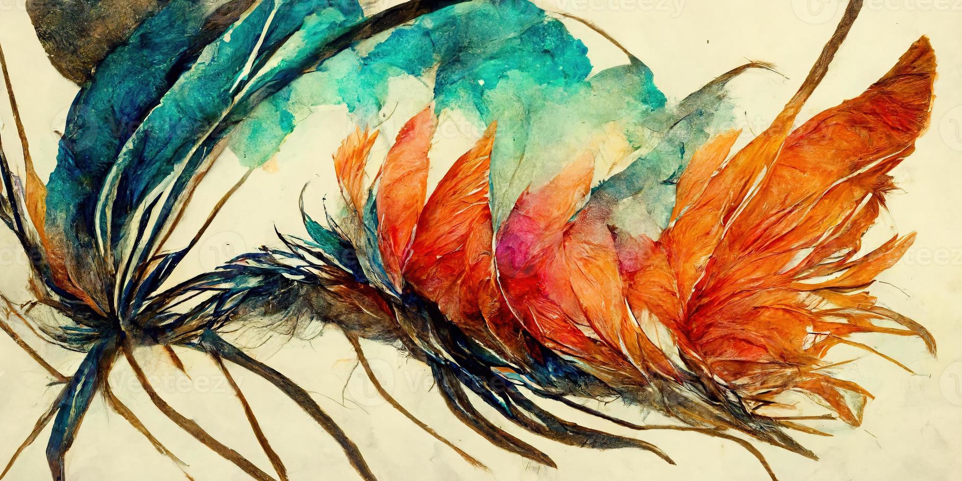 Feathers abstract watercolor illustration design photo