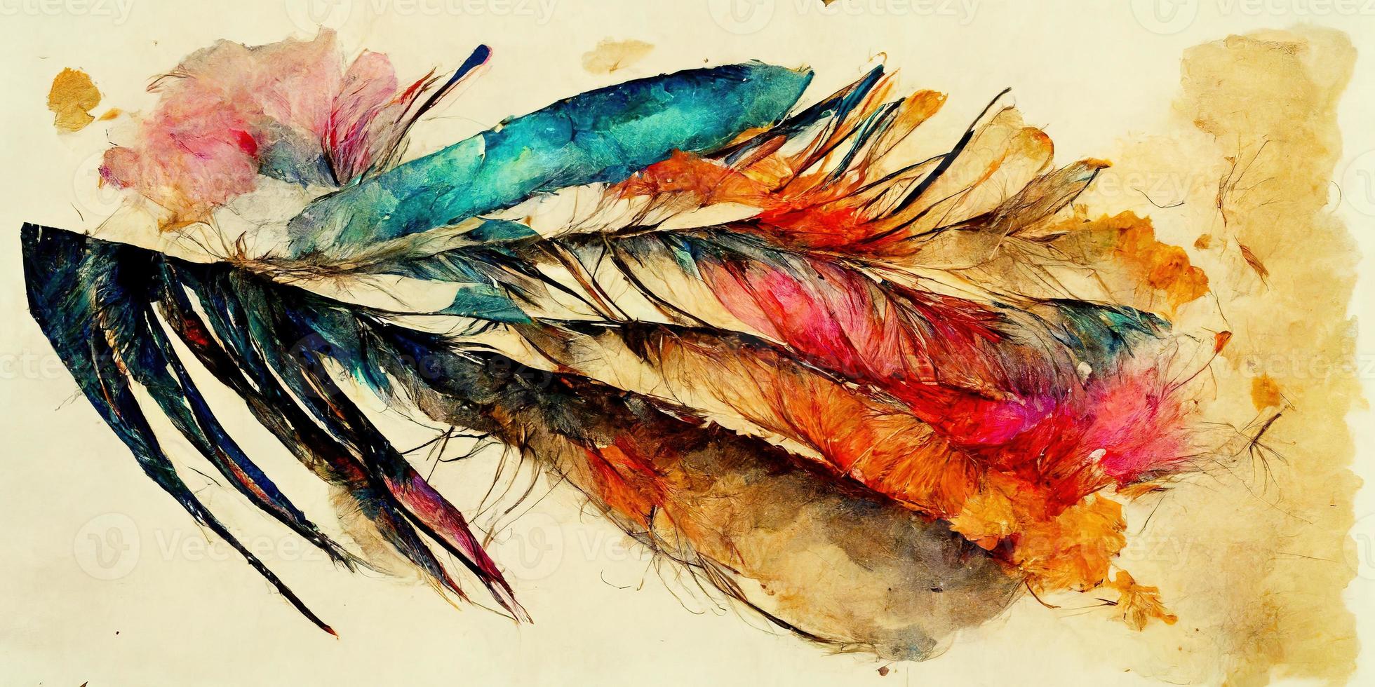 Feathers abstract watercolor illustration design photo