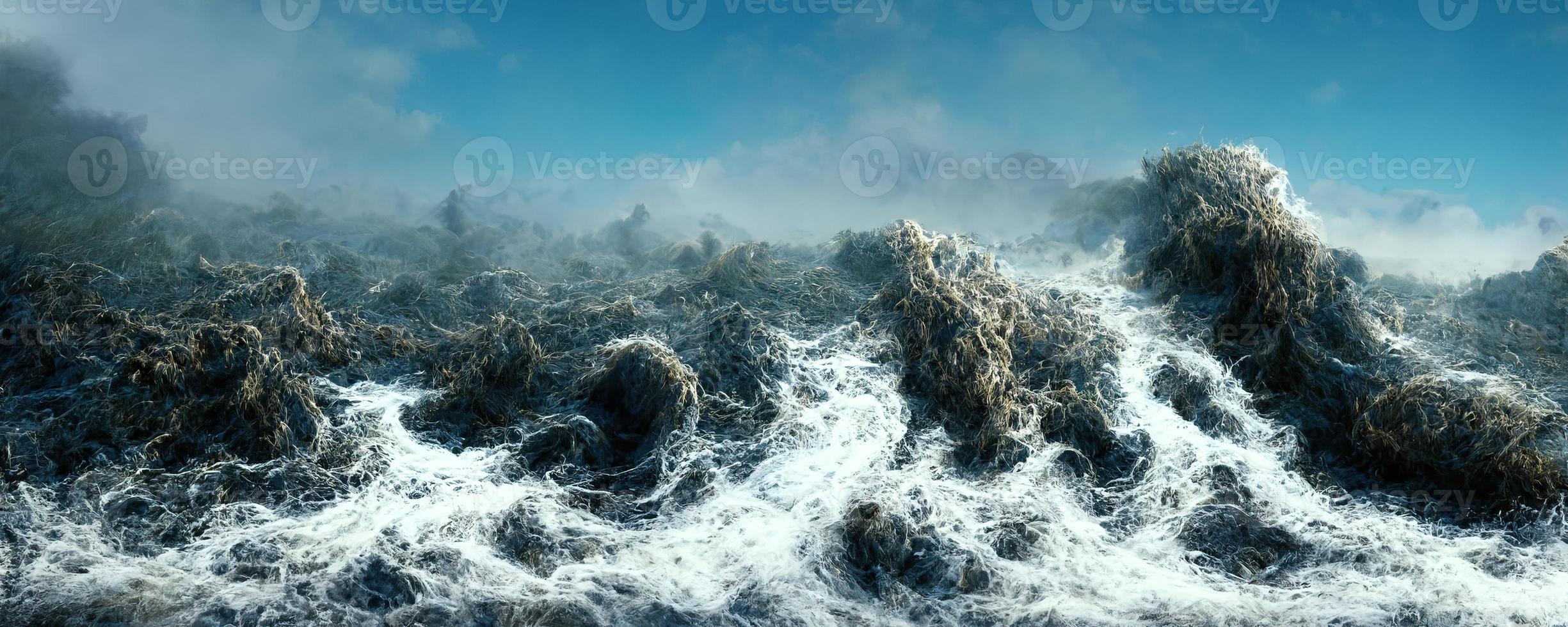 mar ola niebla oscuro ilustración diseño foto