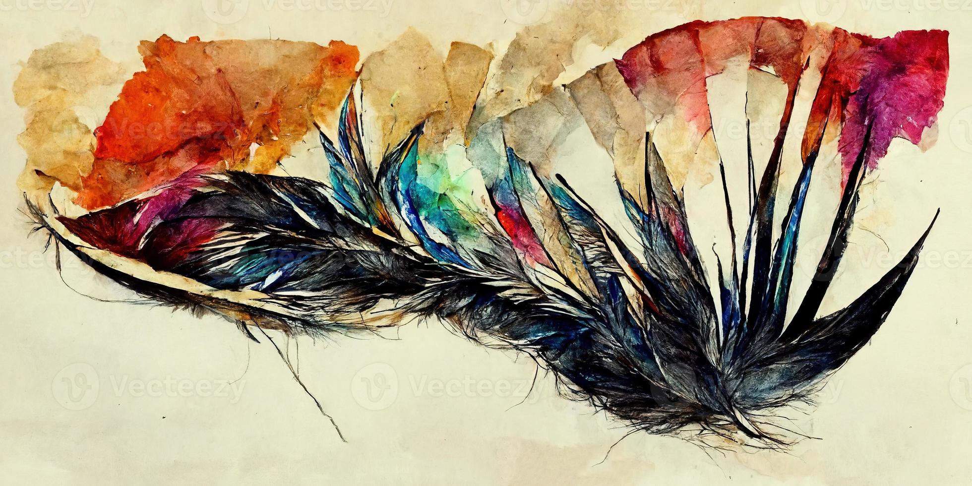 Feathers abstract watercolor illustration design photo