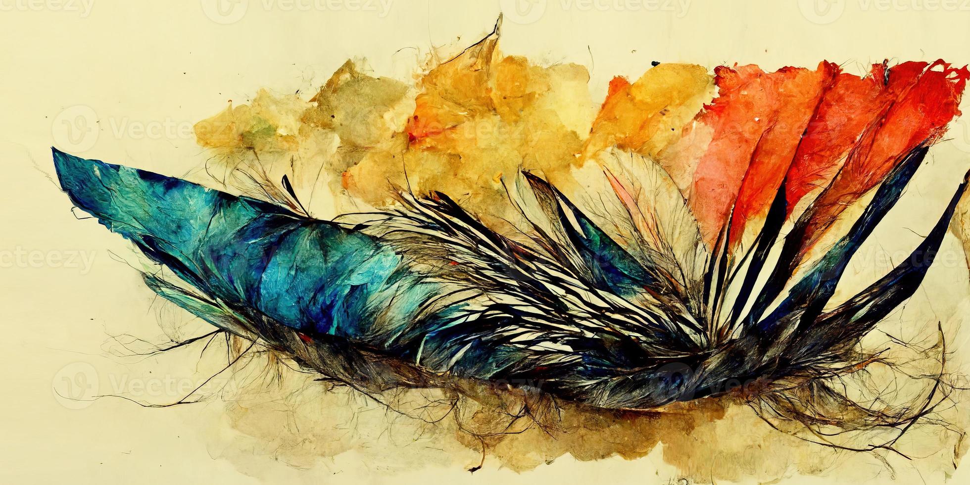 Feathers abstract watercolor illustration design photo