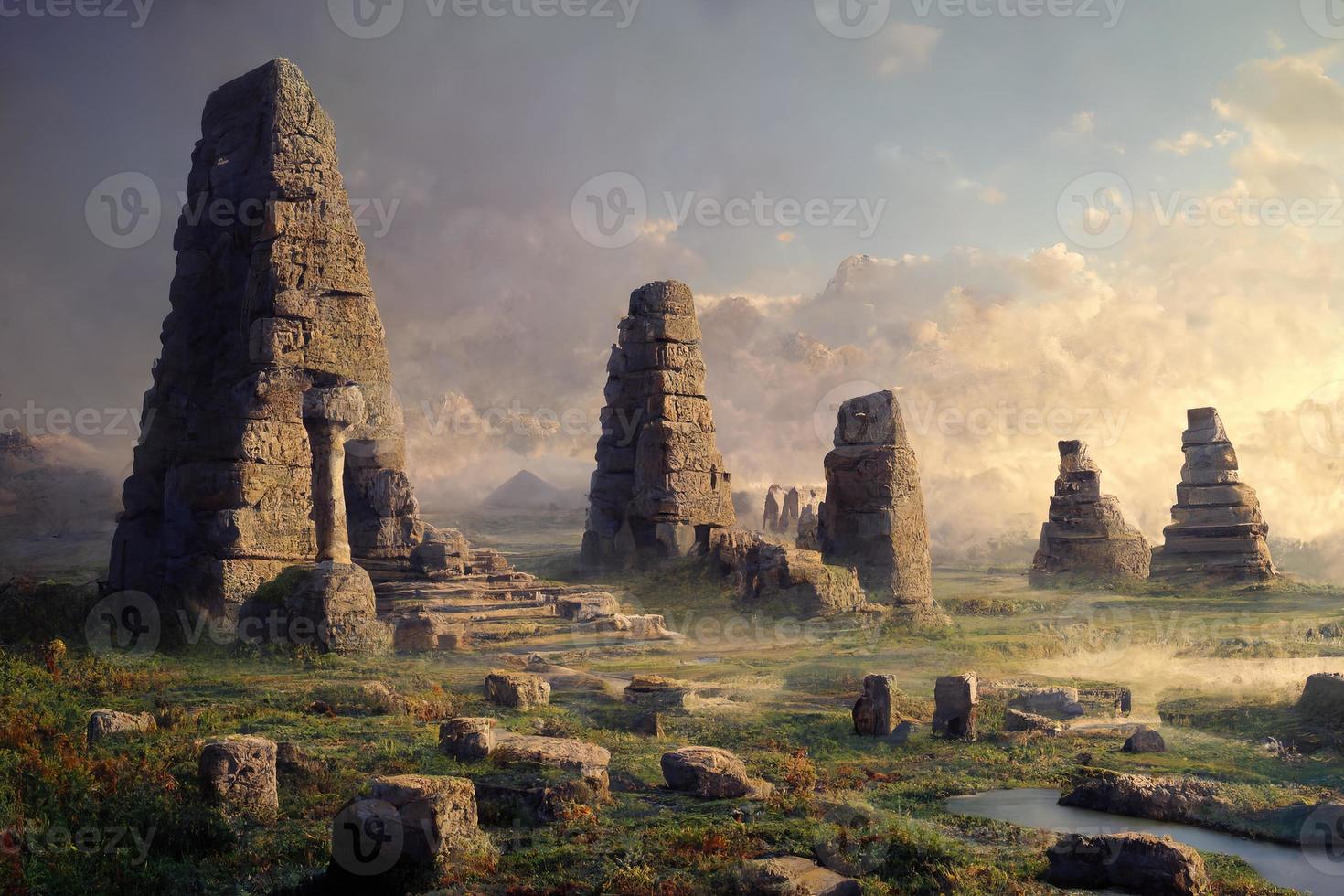 Remains of an ancient civilization. mystical landscape illustration photo