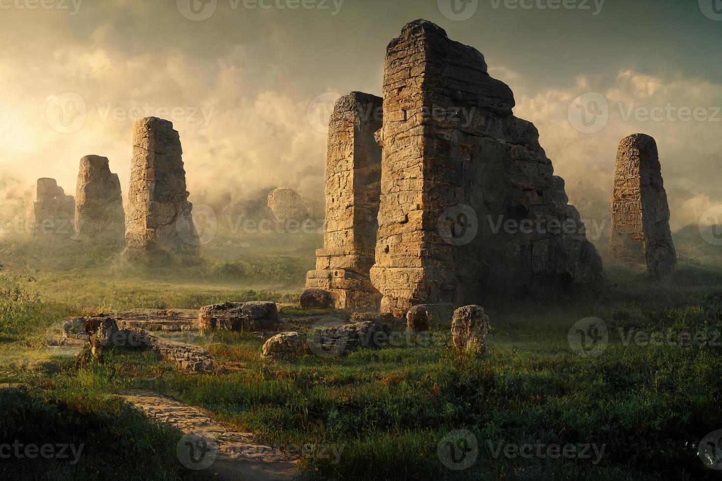 Remains of an ancient civilization. mystical landscape illustration photo