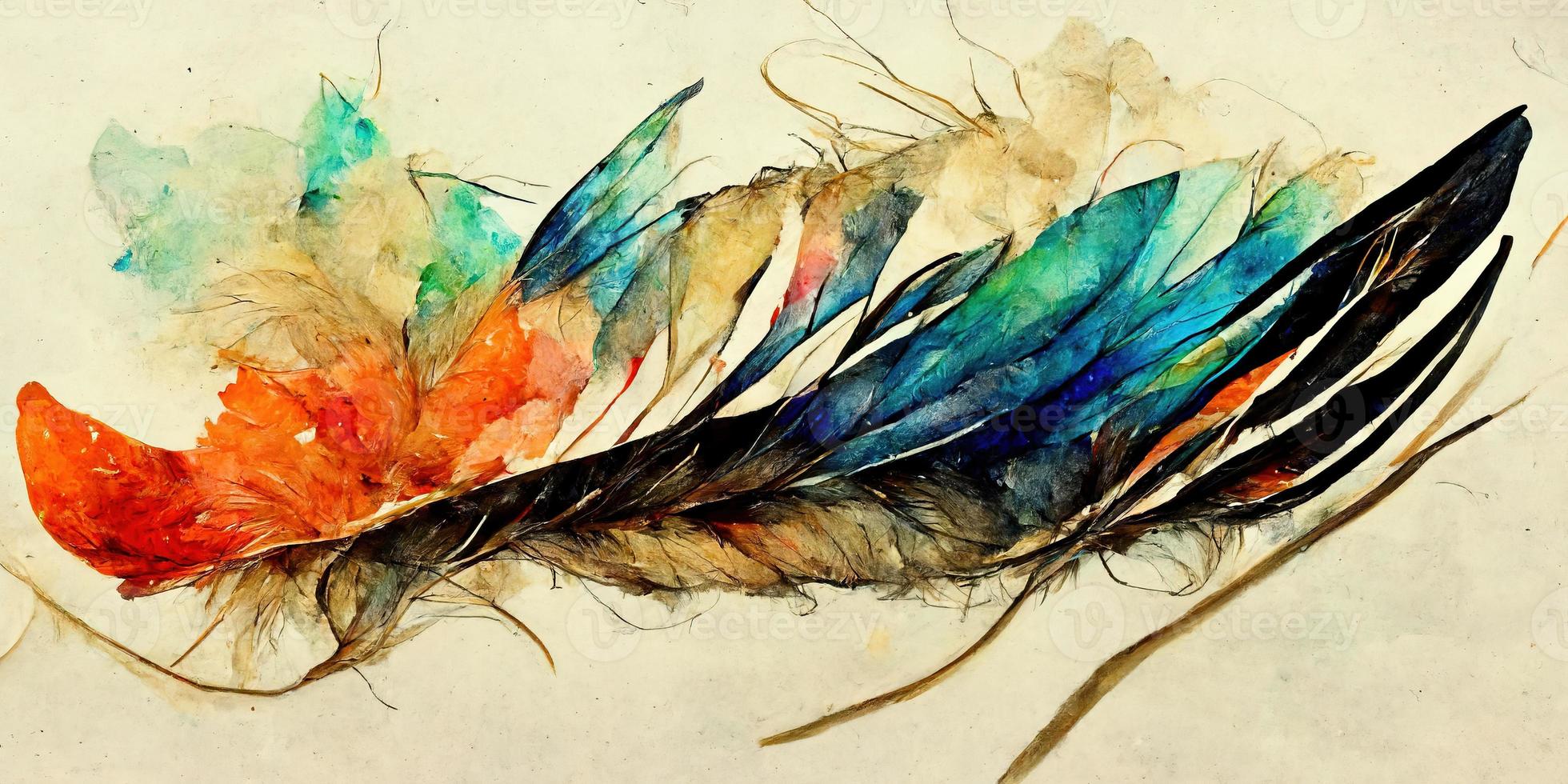 Feathers abstract watercolor illustration design photo