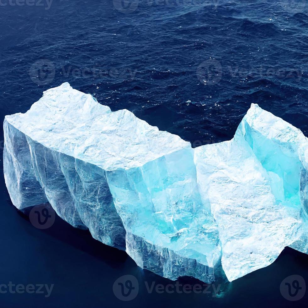 Huge iceberg in the ocean under a cloudy sky illustration photo