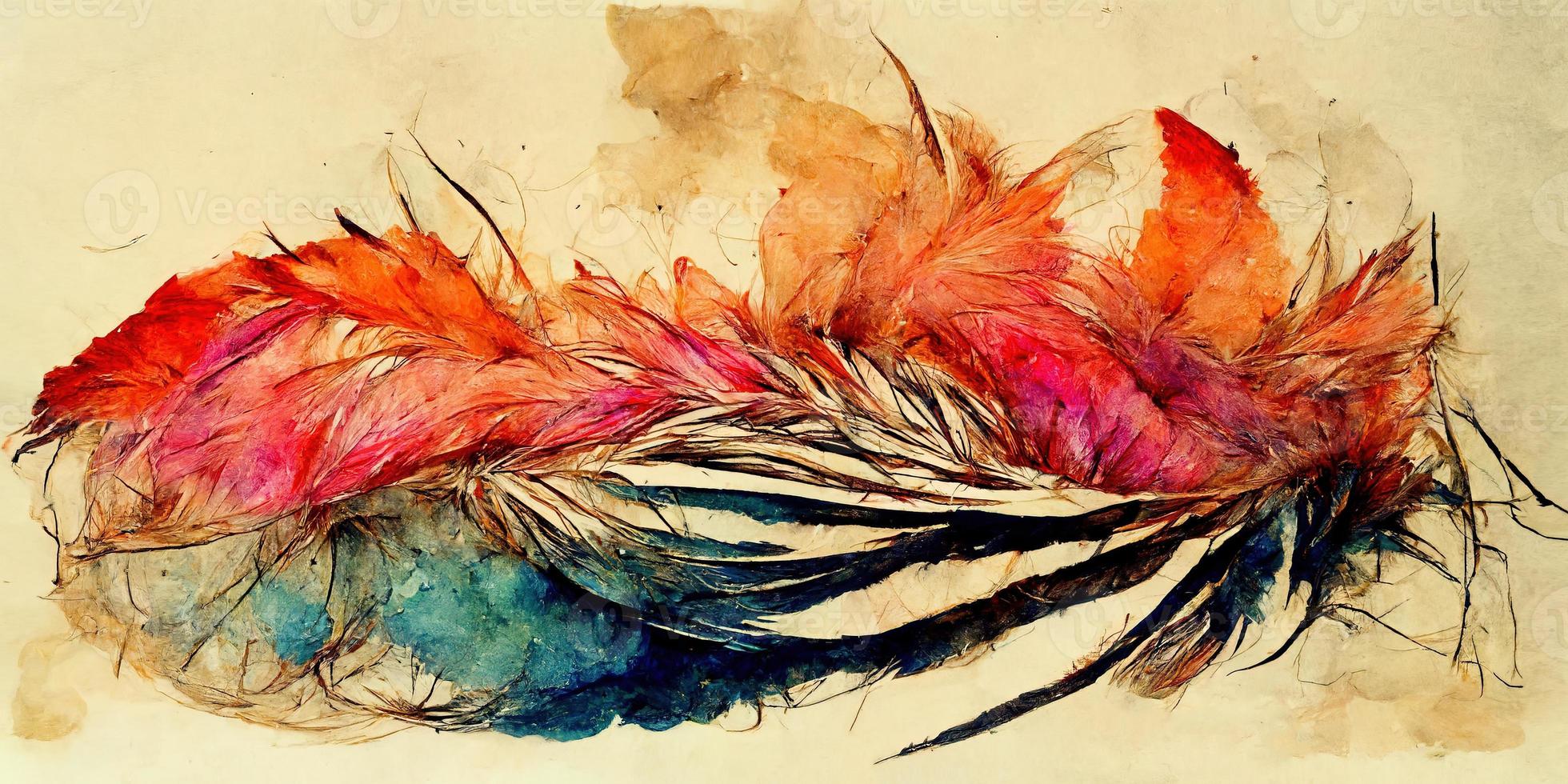 Feathers abstract watercolor illustration design photo