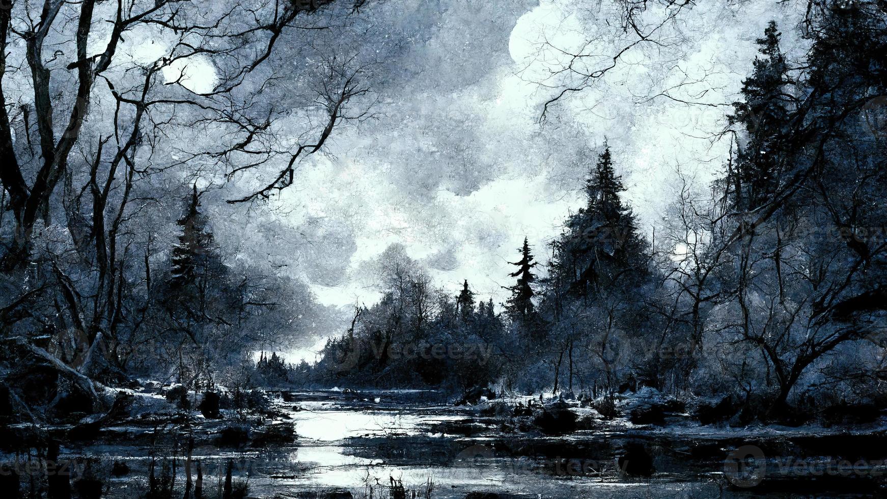 Night Gloomy Landscape With Trees Sky And Clouds 20756070 Stock Photo night-gloomy-landscape-with-trees-sky-and-clouds-20756070-stock-photo