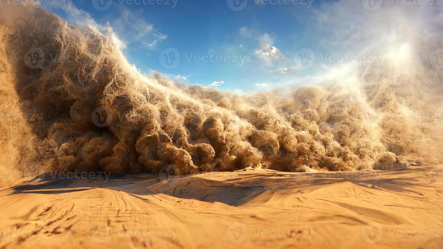 Abstract sand storm in the desert, dramatic frame photo