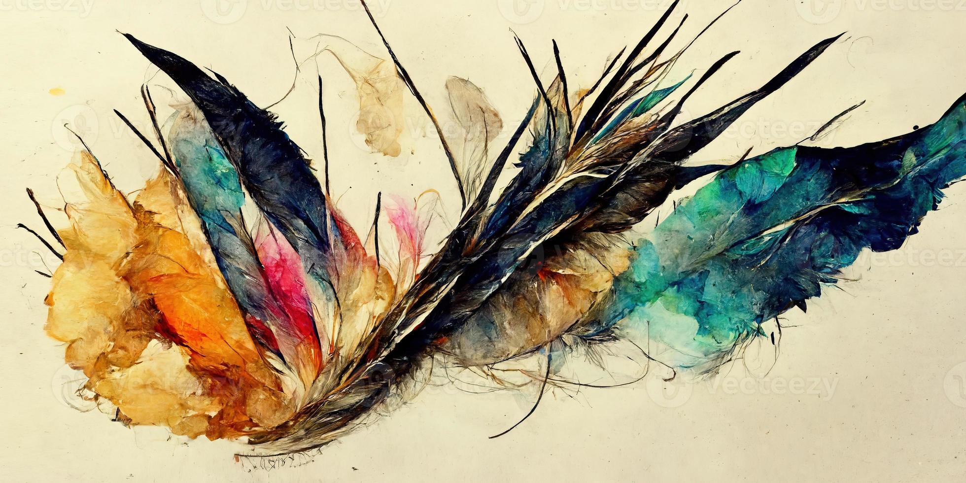 Feathers abstract watercolor illustration design photo