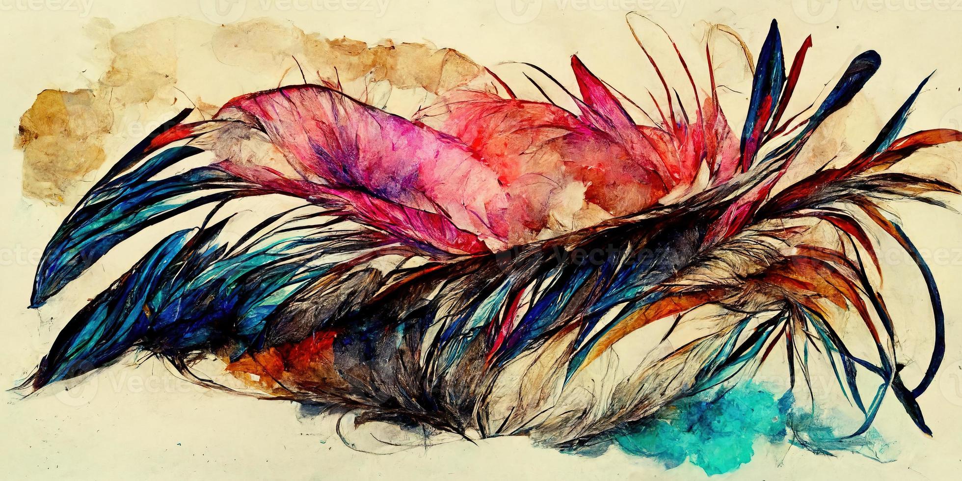 Feathers abstract watercolor illustration design photo