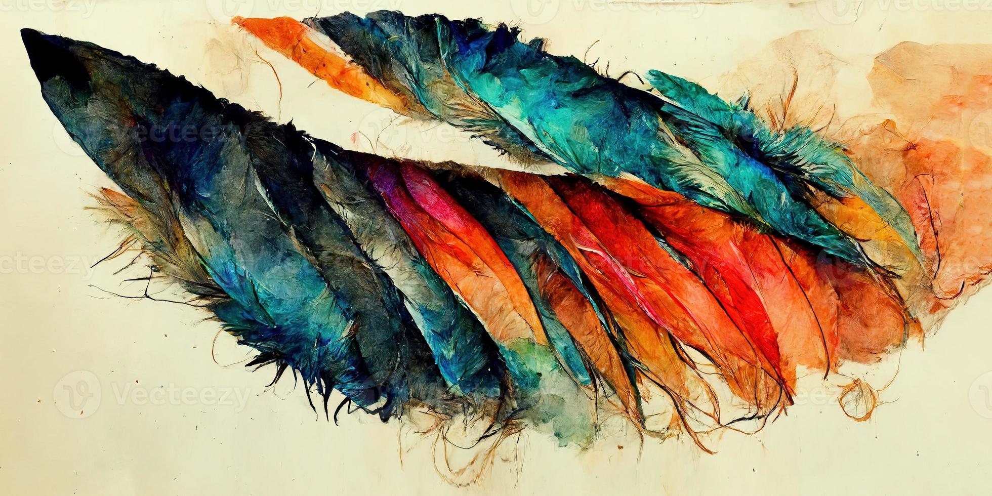 Feathers abstract watercolor illustration design photo