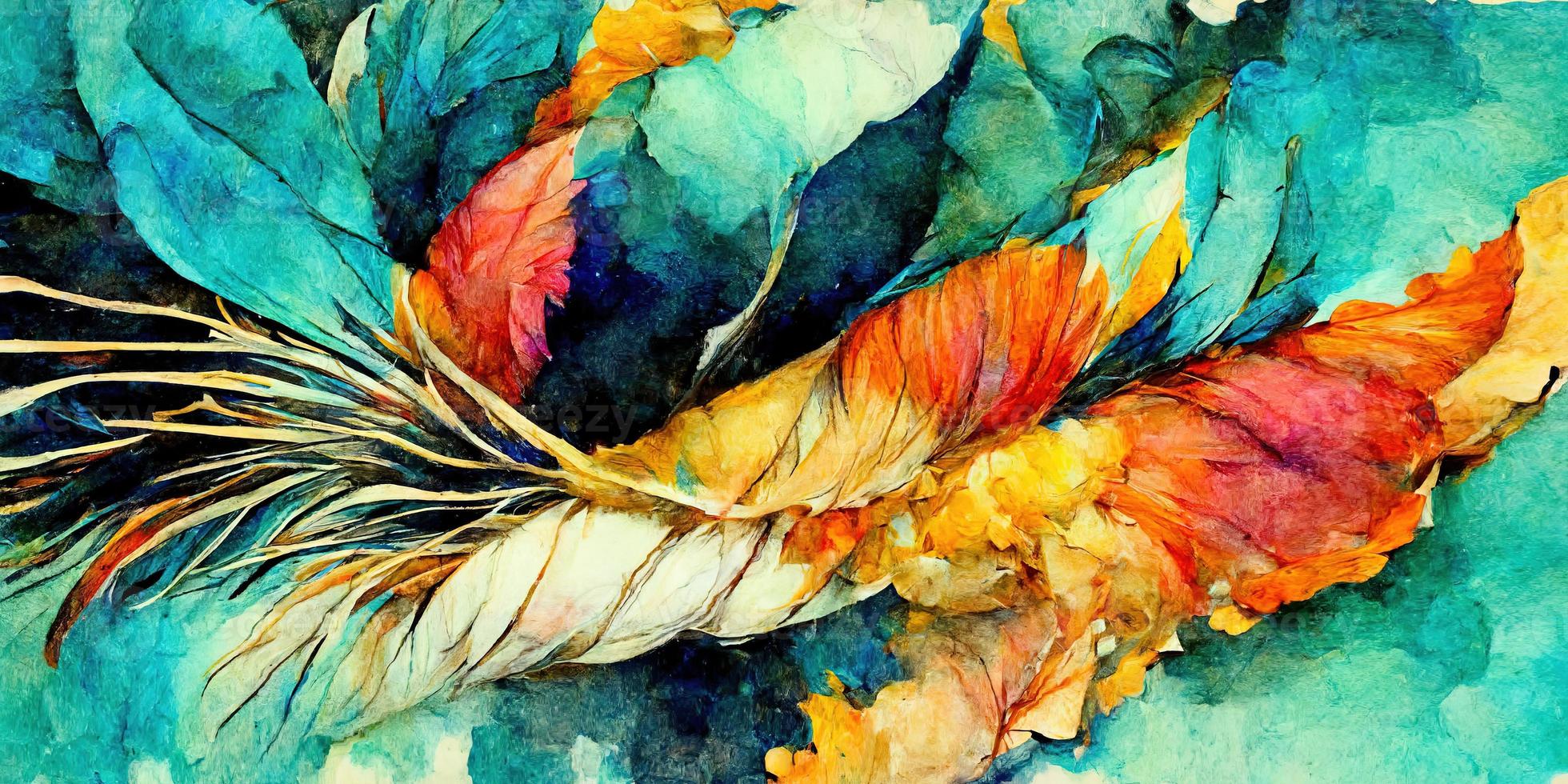 Feathers abstract watercolor illustration design photo