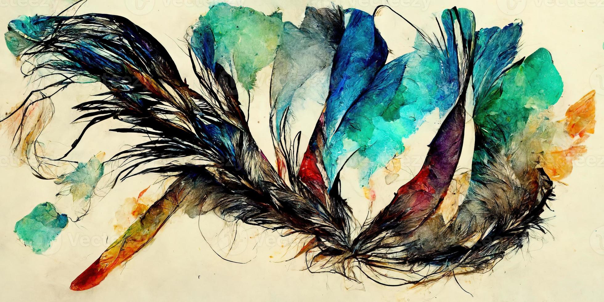 Feathers abstract watercolor illustration design photo