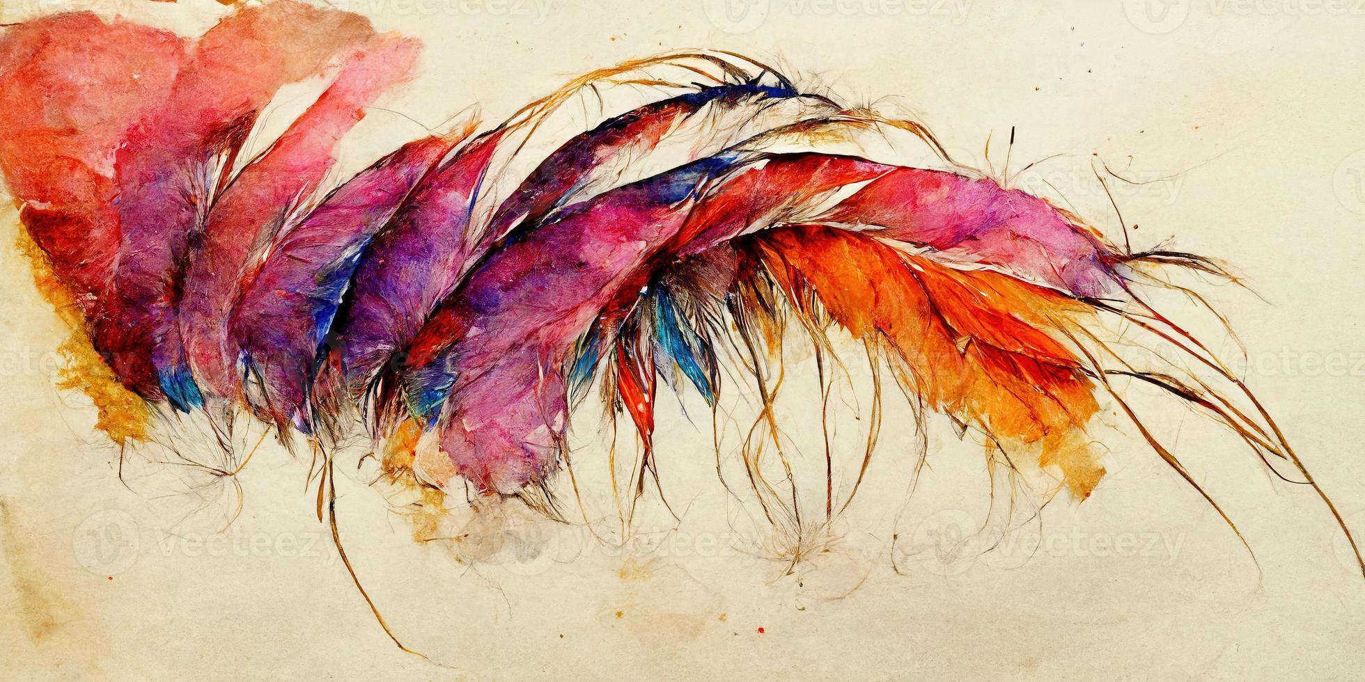 Feathers abstract watercolor illustration design photo